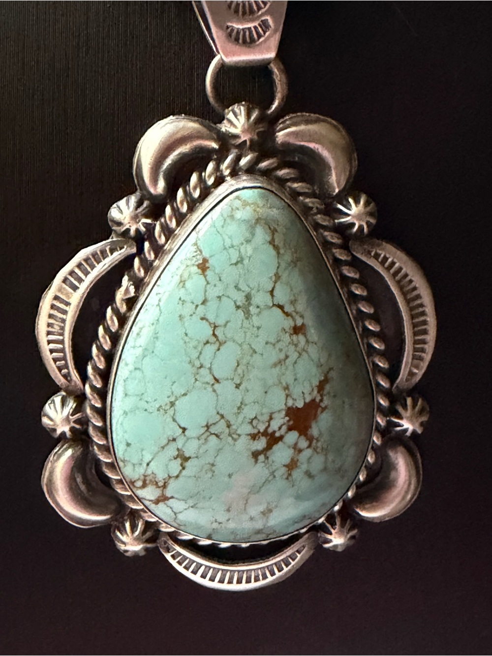 Jamson Belin Navajo Sterling Silver Turquoise Teardrop Pendant - Women Jewelry - Picture 2 of 9